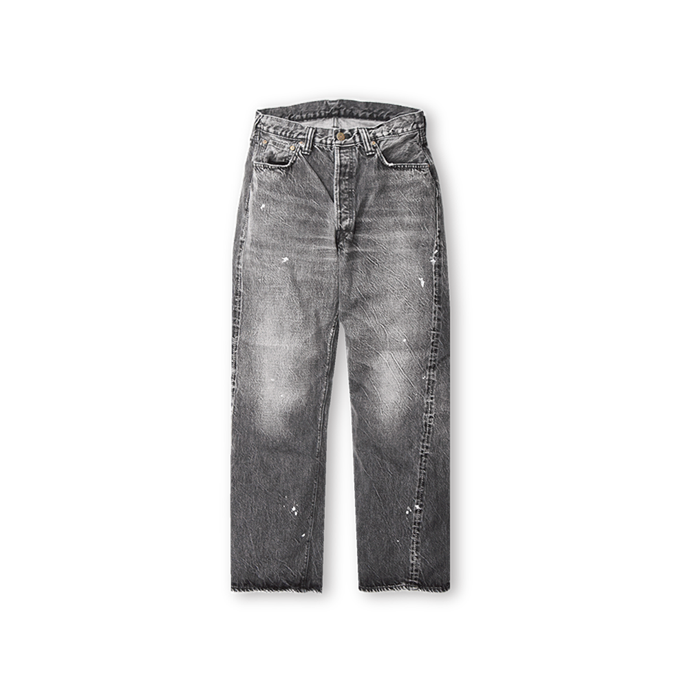 0105BKHW-SP Wide Black Denim Dartford Splatter　ブラック　デニム