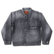 2107BKHW-SP Type 1 Black Denim Jacket Dartford Splat