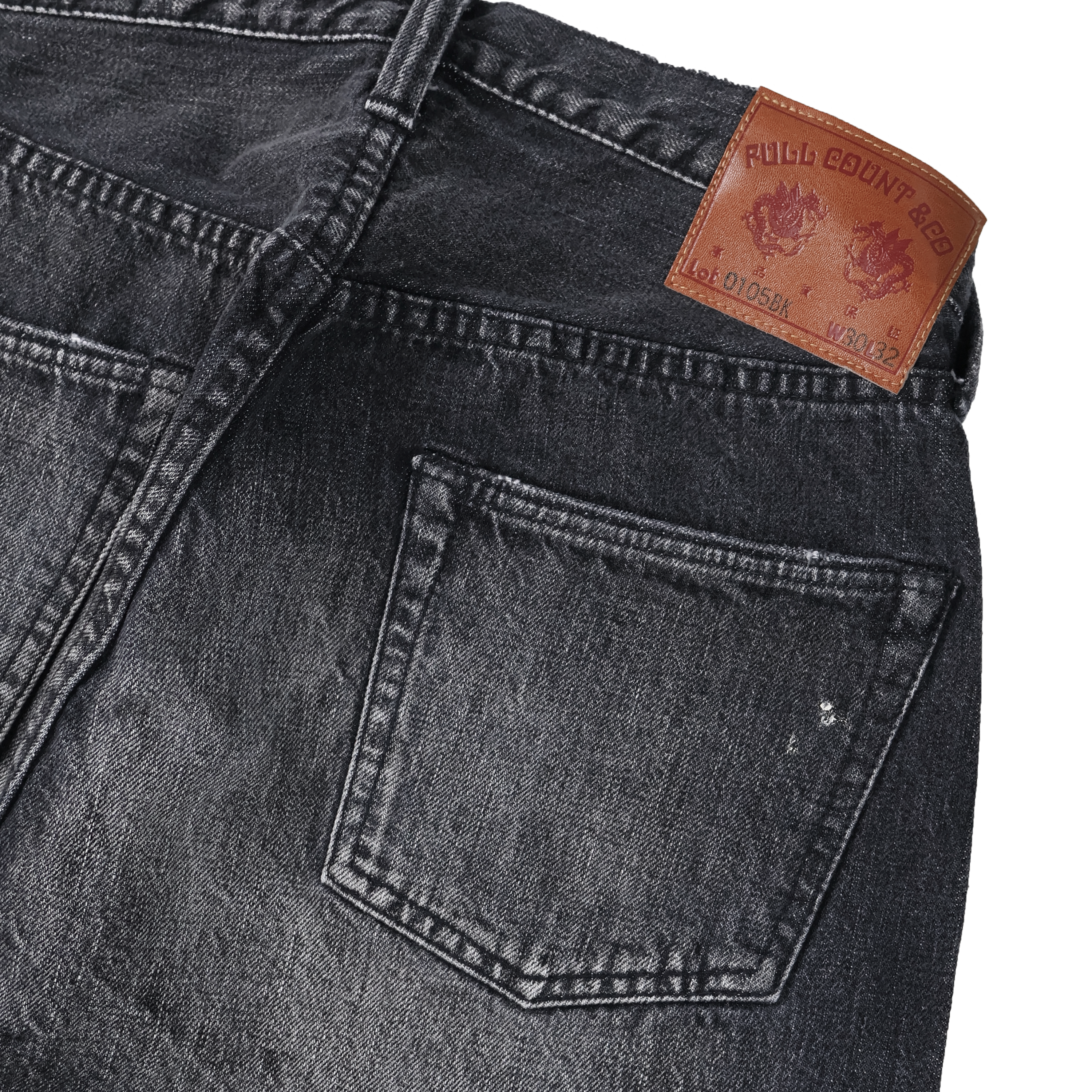 0105BKHW-SP Wide Black Denim Dartford Splatter