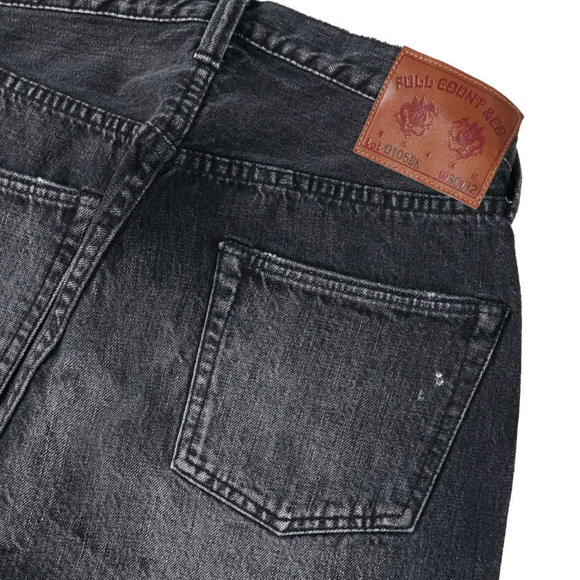 0105BKHW-SP Wide Black Denim Dartford Splatter