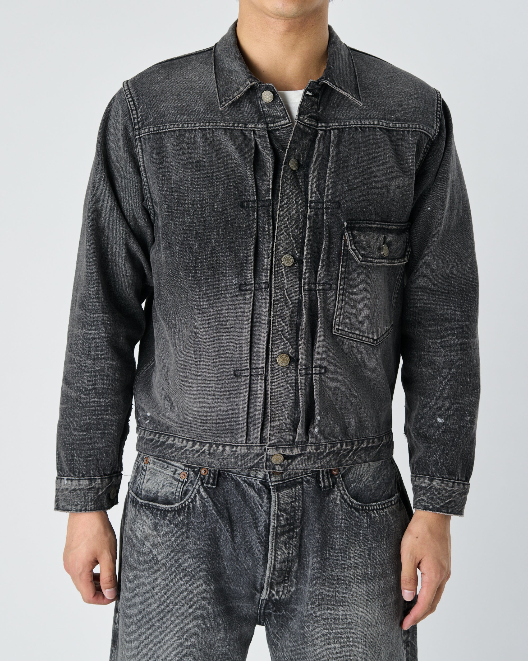 【2025SS】2107BKHW-SP Type 1 Black Denim Jacket Dartford Splat