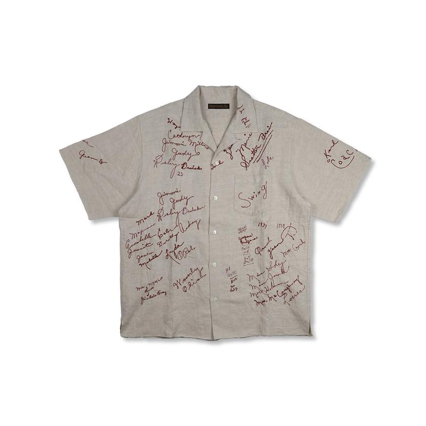 【2026SS】4100-1 Embroidery Signature Open Collar S/S Shirt