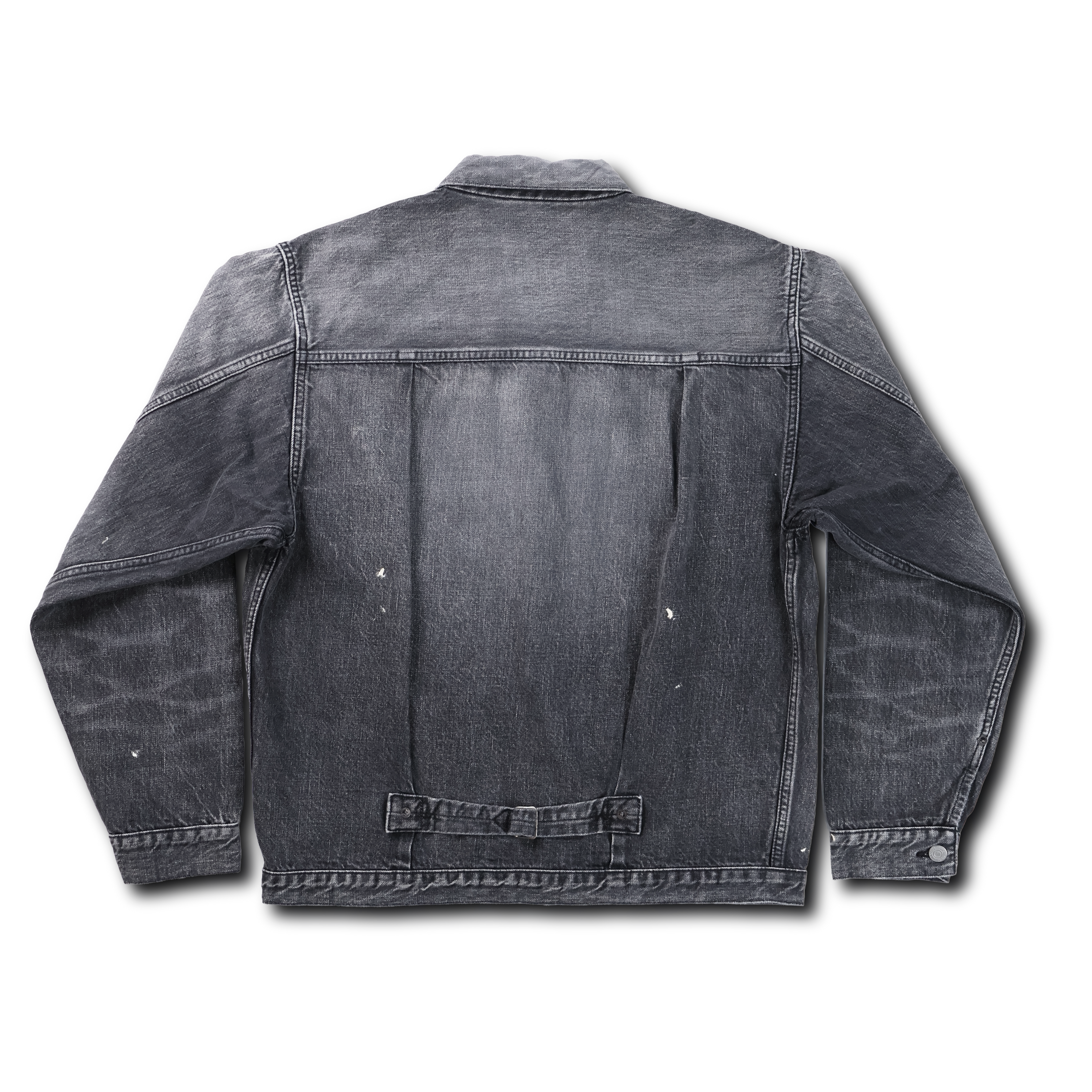 2107BKHW-SP Type 1 Black Denim Jacket Dartford Splat