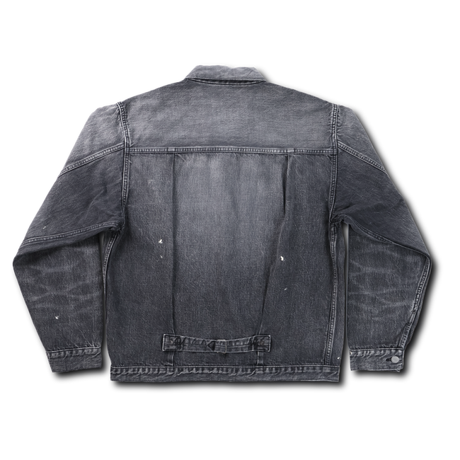 2107BKHW-SP Type 1 Black Denim Jacket Dartford Splat
