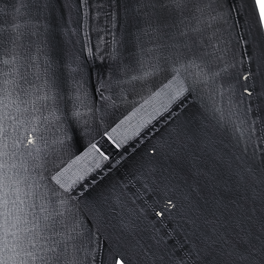 1101BKHW-SP Straight Black Denim Dartford Splatter