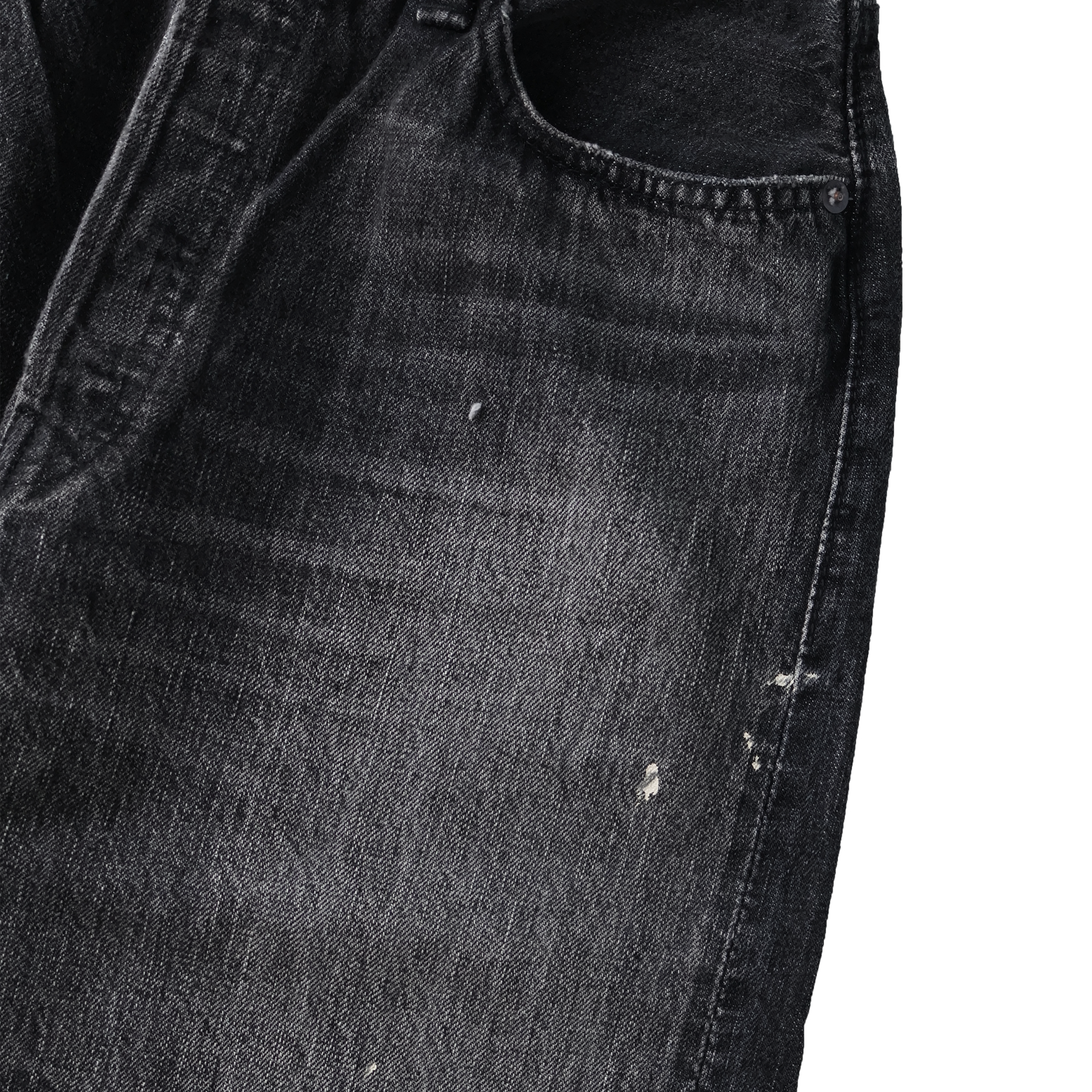 0105BKHW-SP Wide Black Denim Dartford Splatter