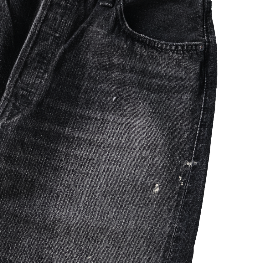 0105BKHW-SP Wide Black Denim Dartford Splatter