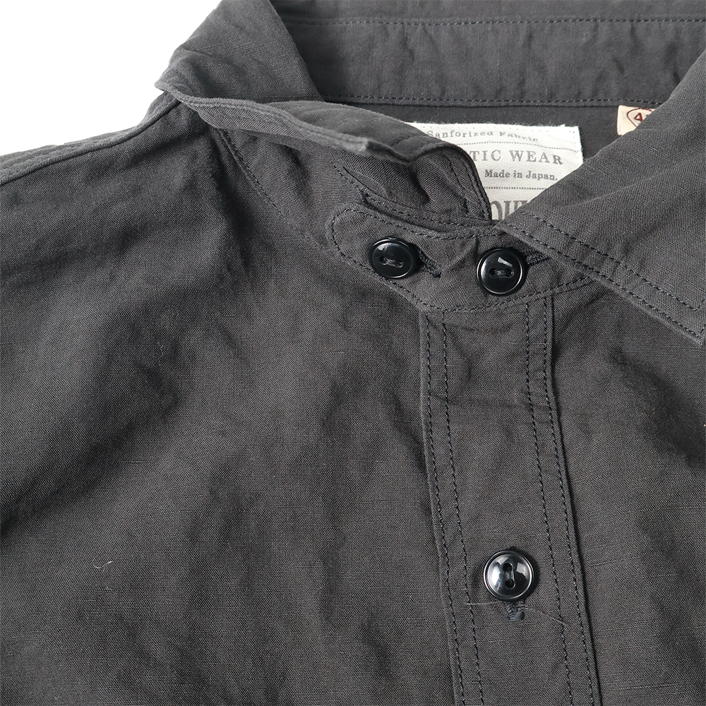 4091L 20’s Black Cotton/Linen Farmers Shirt