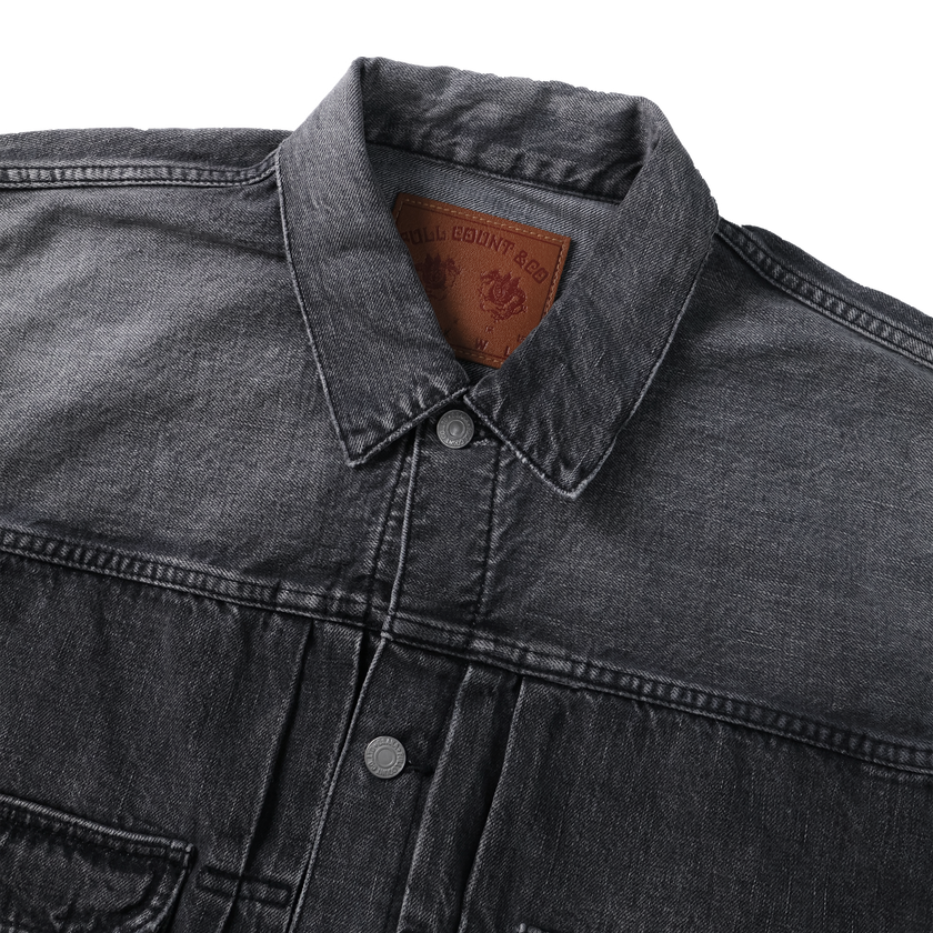 2102BKHW-SP Type 2 Black Denim Jacket Dartford Splat