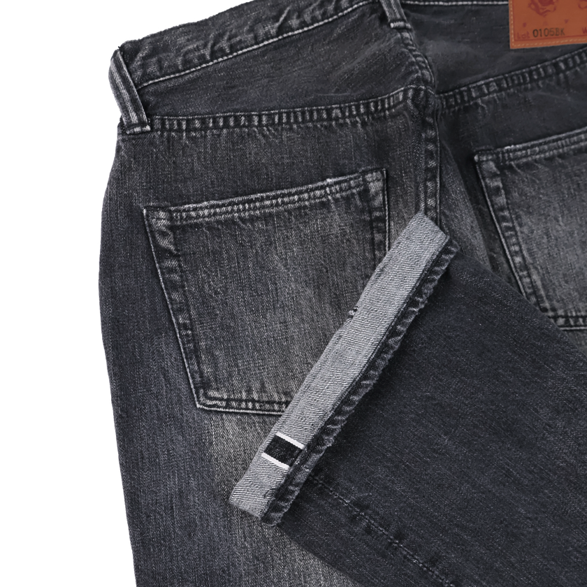 0105BKHW-SP Wide Black Denim Dartford Splatter