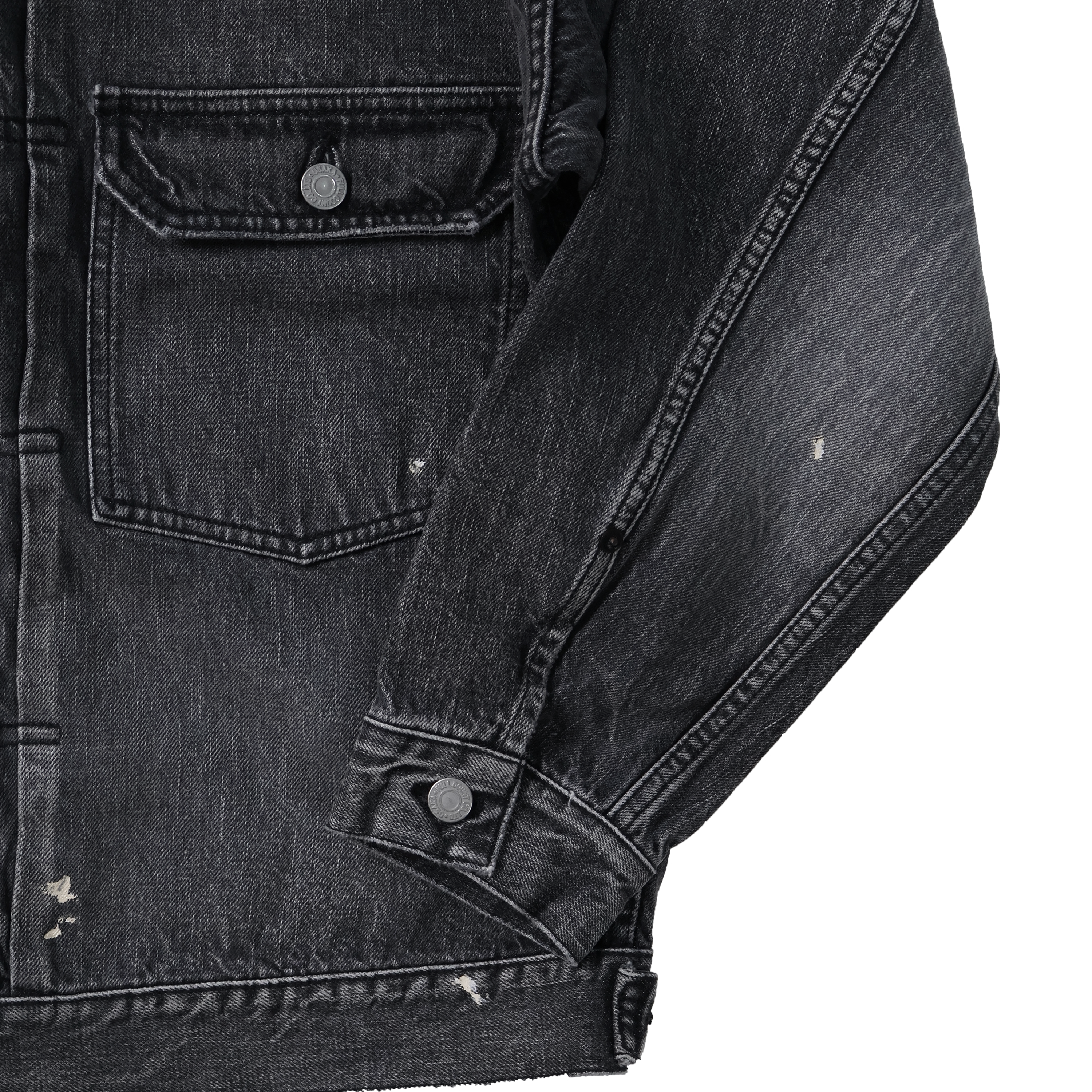 2102BKHW-SP Type 2 Black Denim Jacket Dartford Splat