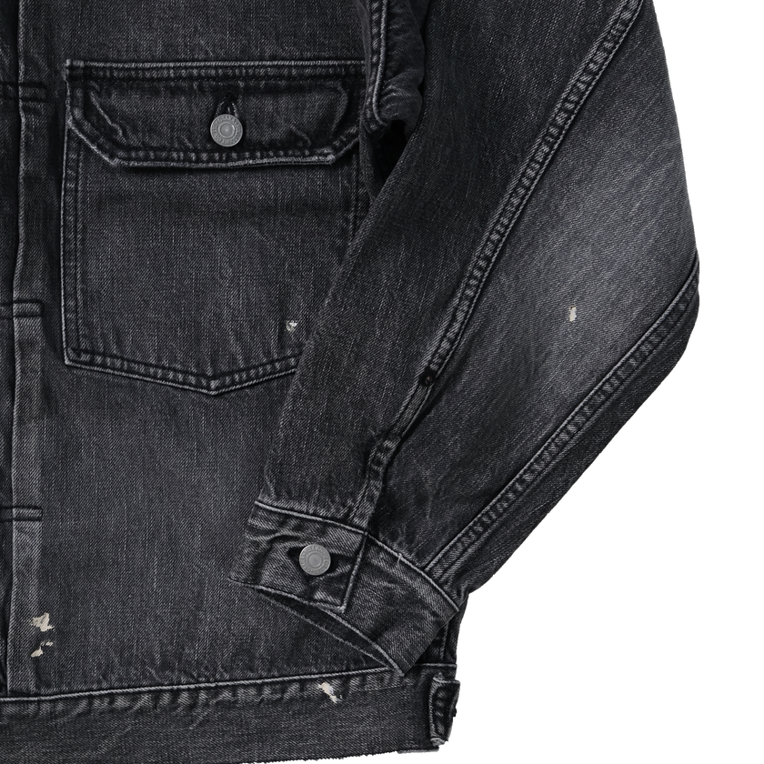 2102BKHW-SP Type 2 Black Denim Jacket Dartford Splat