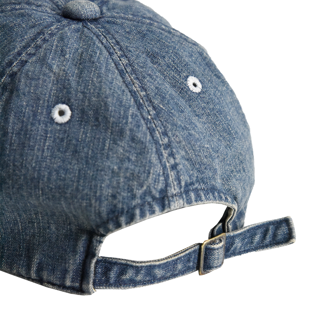 6843HW 6Panel Denim Baseball Cap ’F’ Patch Vintage Wash