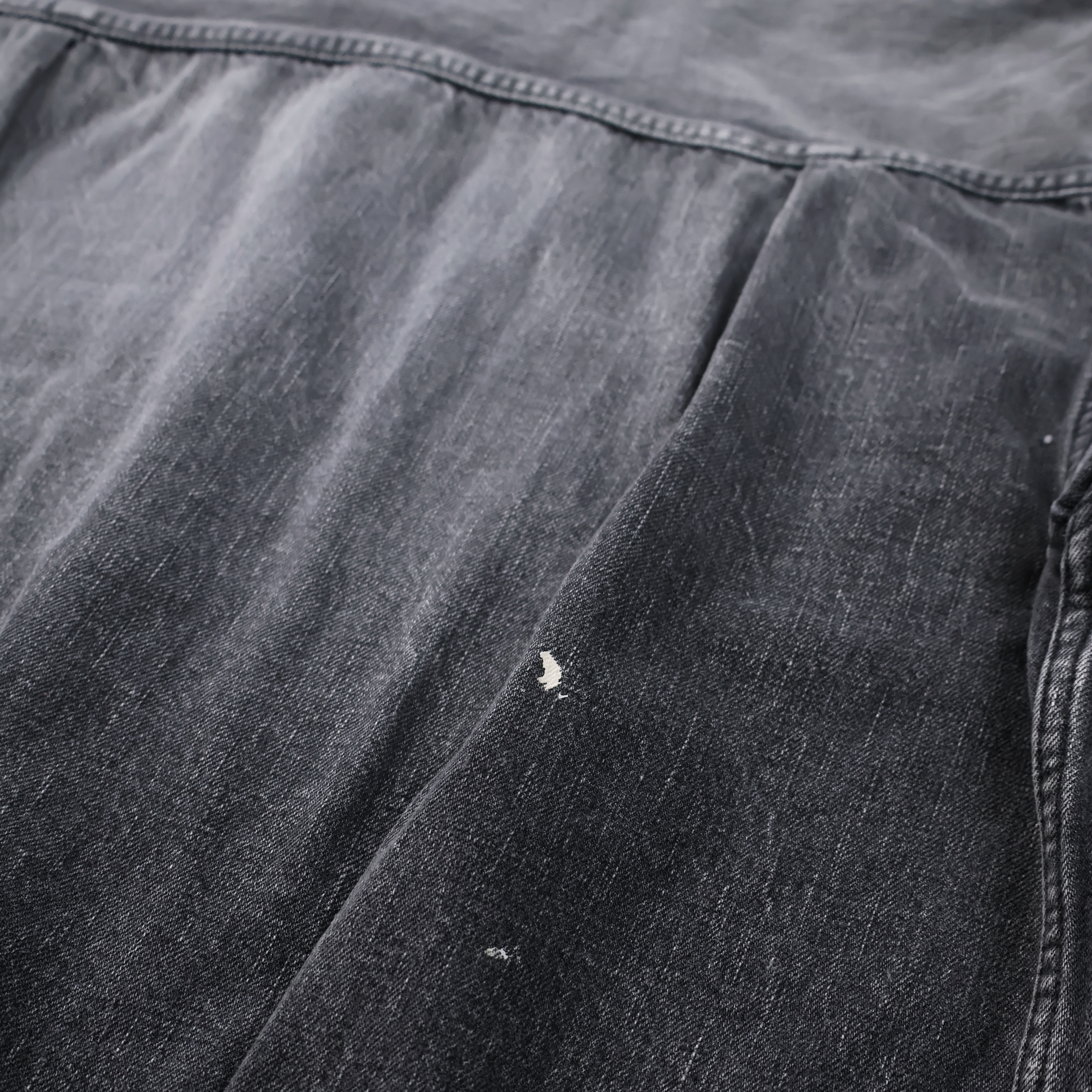 2107BKHW-SP Type 1 Black Denim Jacket Dartford Splat
