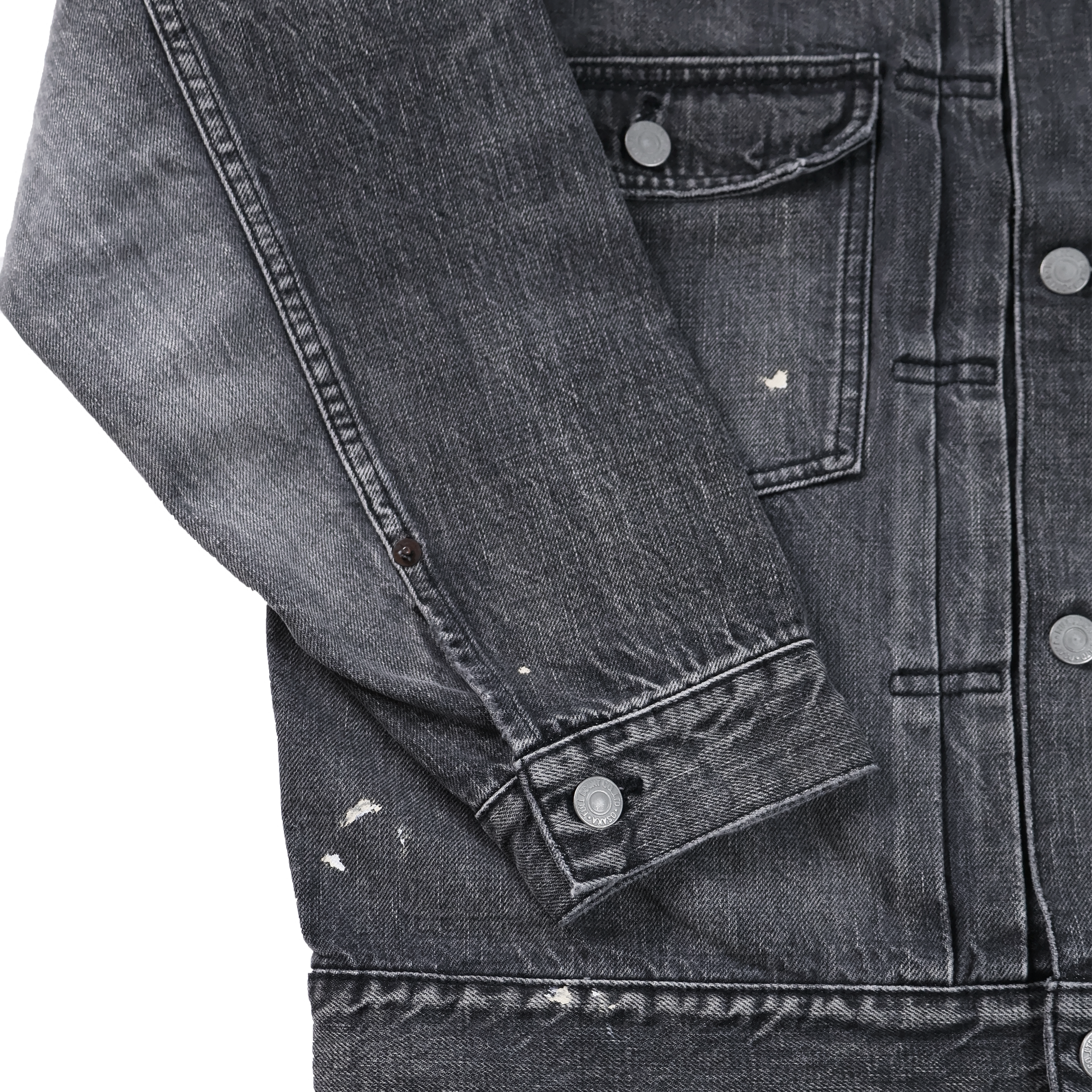 2102BKHW-SP Type 2 Black Denim Jacket Dartford Splat