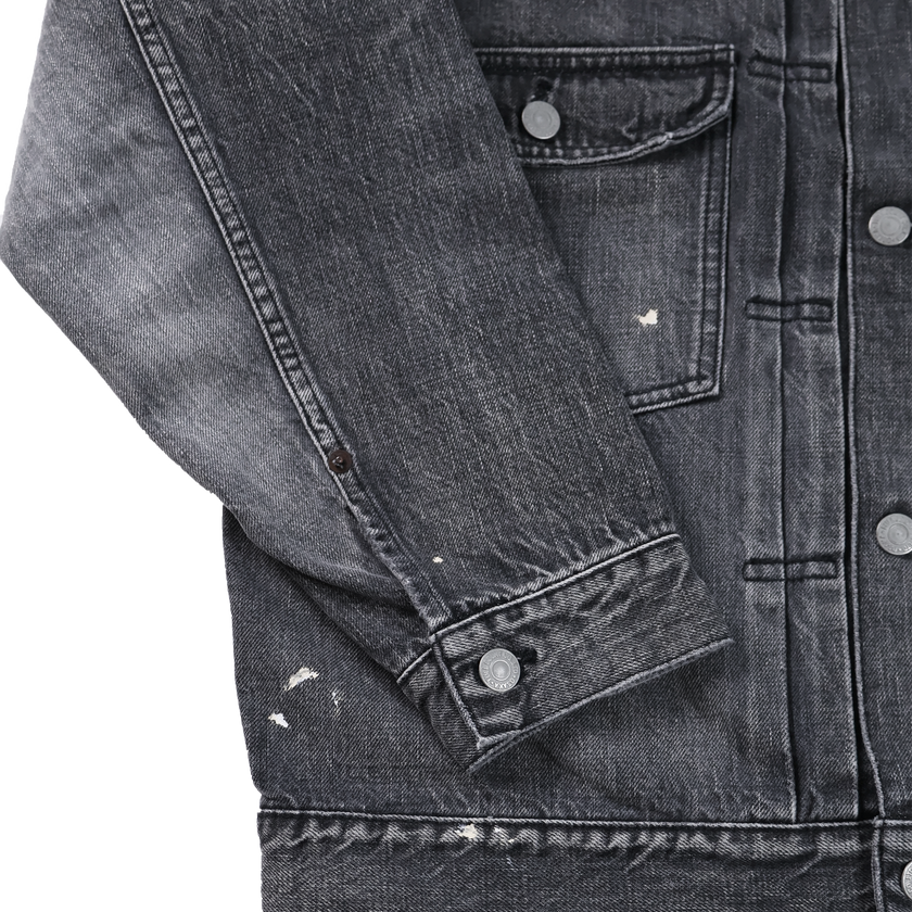 2102BKHW-SP Type 2 Black Denim Jacket Dartford Splat