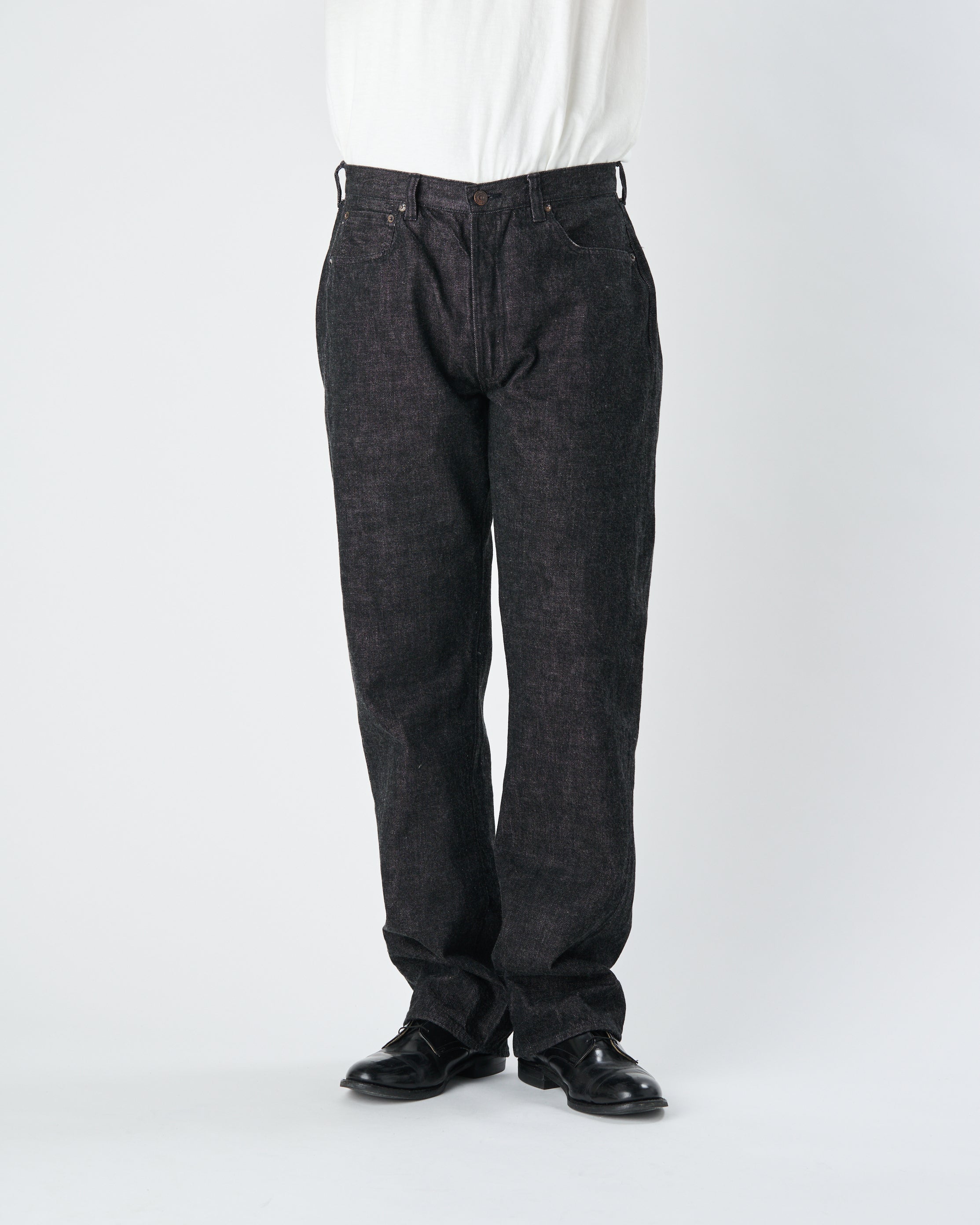 0105BK Wide Black Selvedge Denim【一部予約商品】